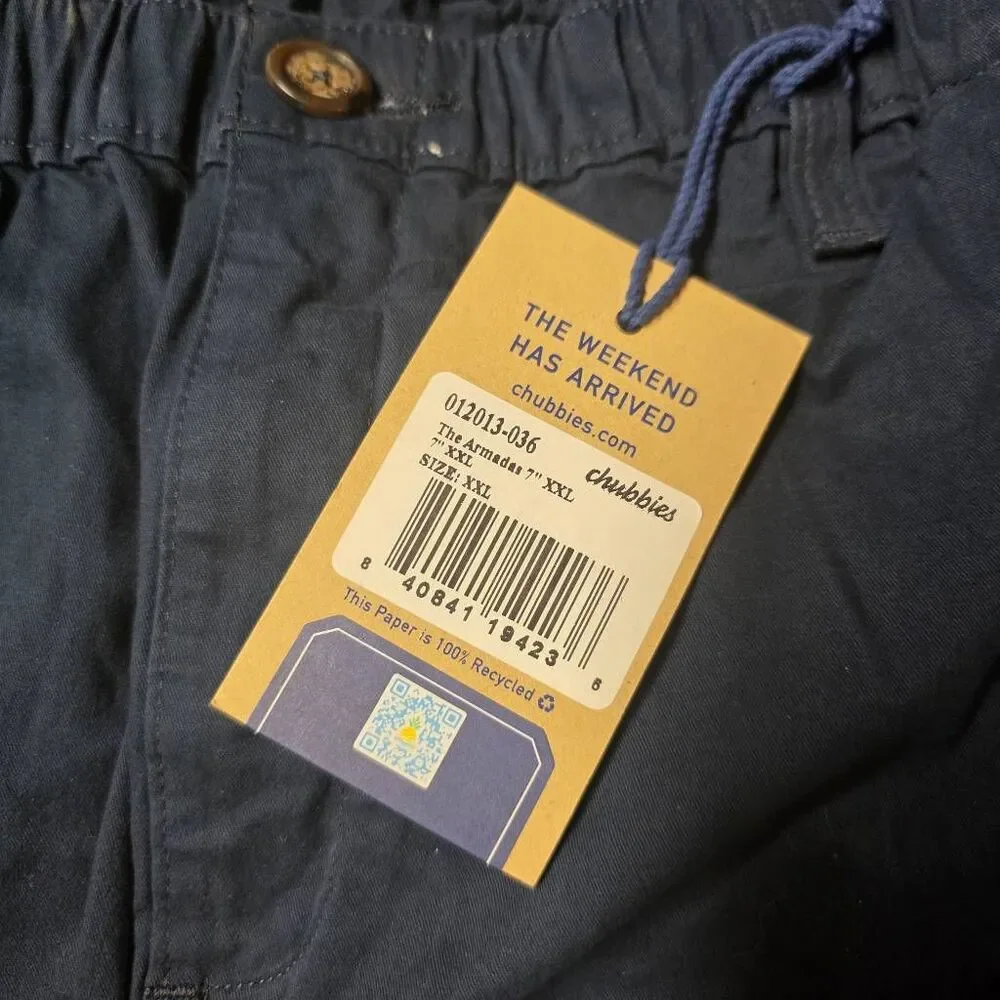 Chubbies NWT Men The Aramadas Navy Blue‎ Stretch Twill Shorts 7